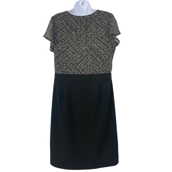 212 Collection Womens Black & Gray Short Sleeve Shift Dress Side Zipper Size 12 - Picture 6 of 11